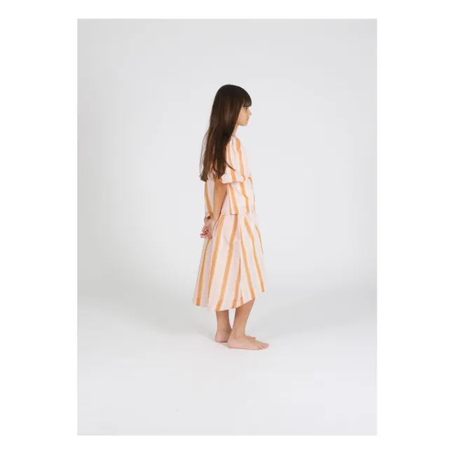 Jupe Midi Tail-Hem Rayée | Rose poudré