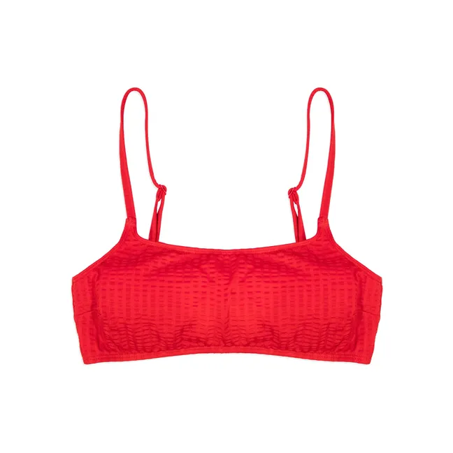 Bralette Gaufré Swimsuit Top | Red