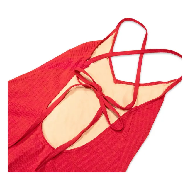Crossover Waffle 1-Piece Swimsuit | Red