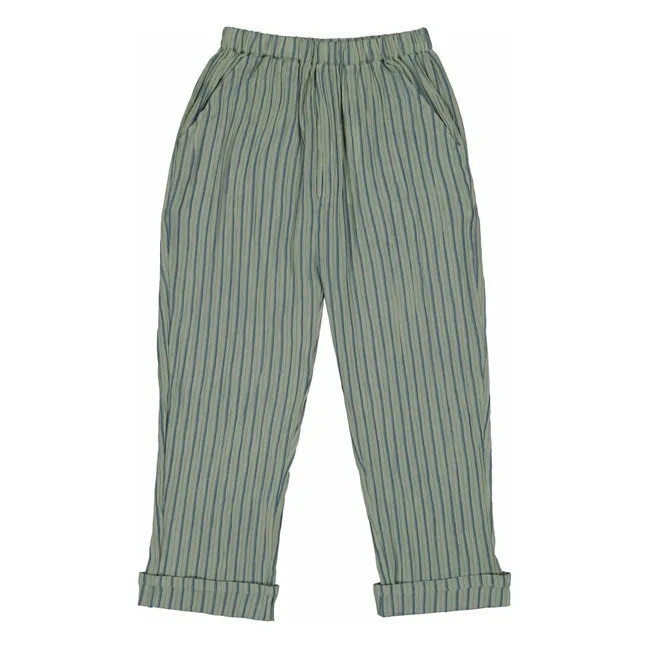 Pantalon Gazelle Rayures Gaze De Coton | Khaki