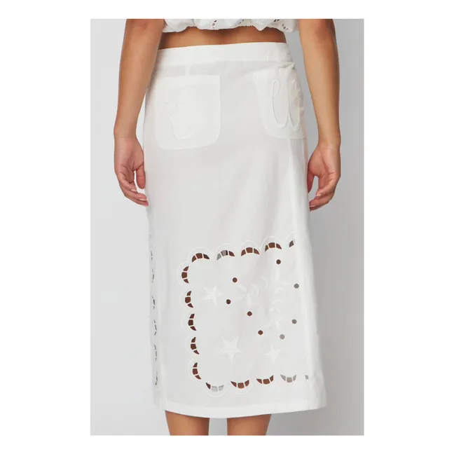 Embroidered skirt | White