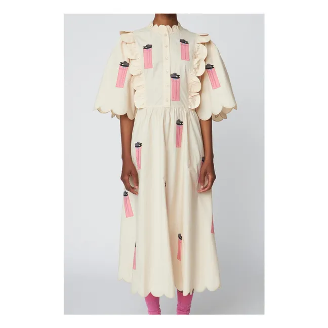 Organic cotton embroidered dress | Ivory