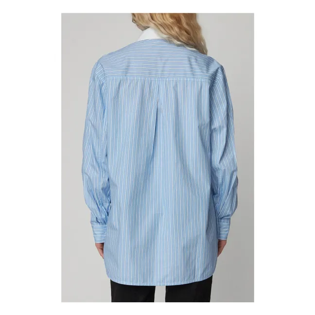 Camicetta a righe in cotone biologico | Blu