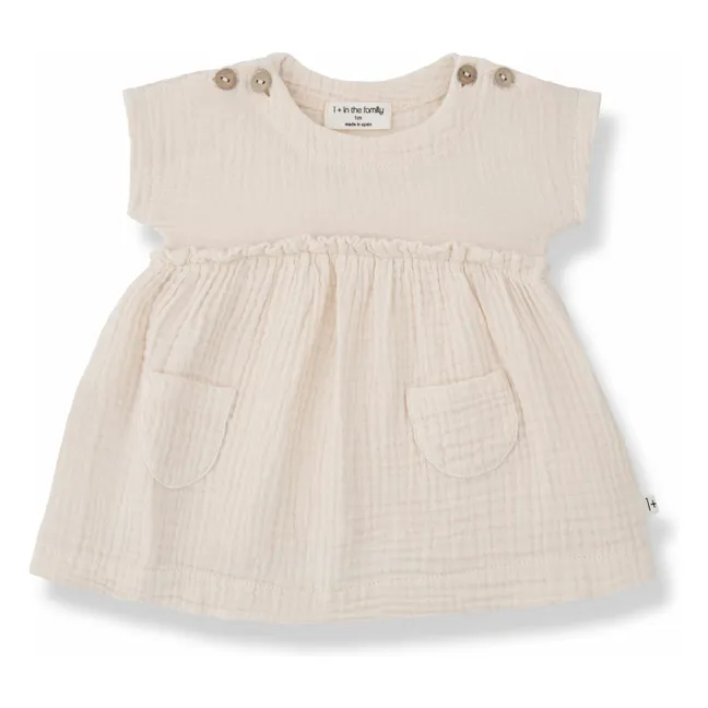 Kleid Marta Gaze aus Baumwolle | Puderrosa