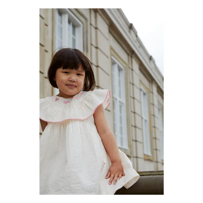 Kleid Streifen Bio-Baumwolle | Blassrosa