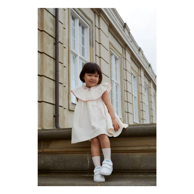 Kleid Streifen Bio-Baumwolle | Blassrosa