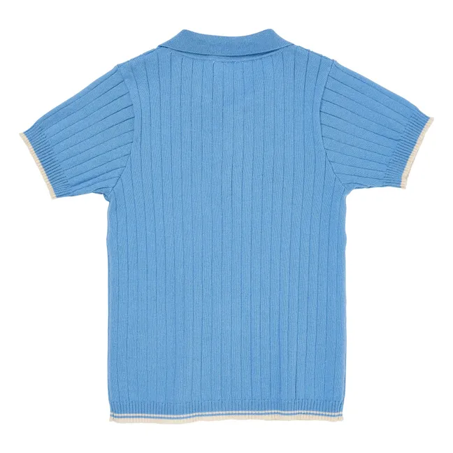 Polo de punto elástico Algodón orgánico | Azul Cielo