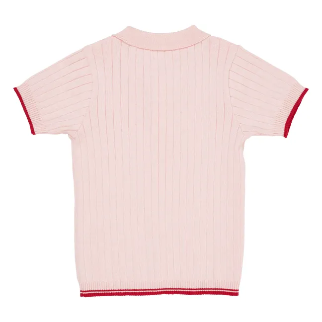 Polo Maille Côtelée Coton Bio | Rose pâle