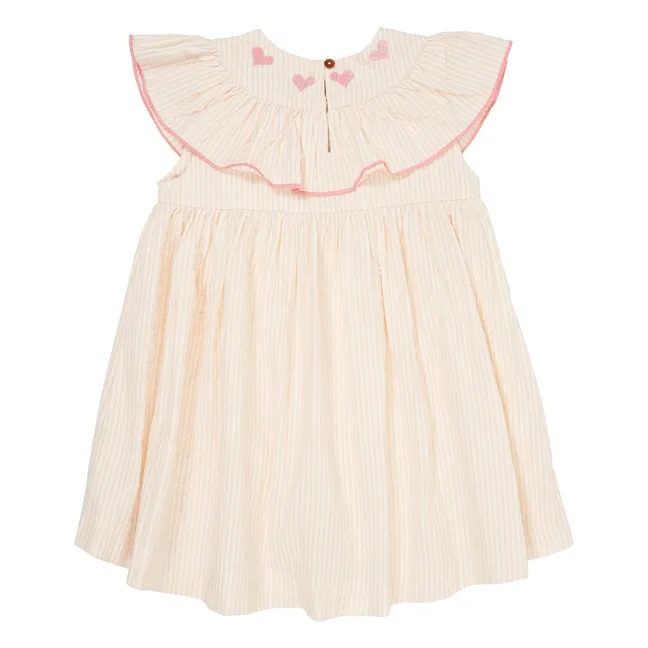 Vestido de rayas de algodón ecológico | Rosa Pálido