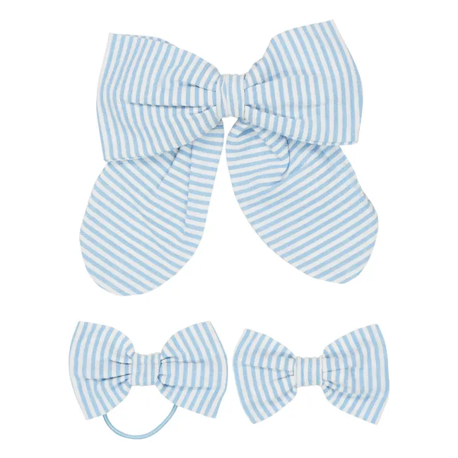 Set de 3 Pampers de algodón orgánico a rayas | Azul Cielo