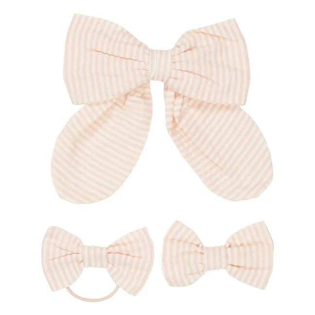 Set de 3 Pampers de algodón orgánico a rayas | Rosa Pálido