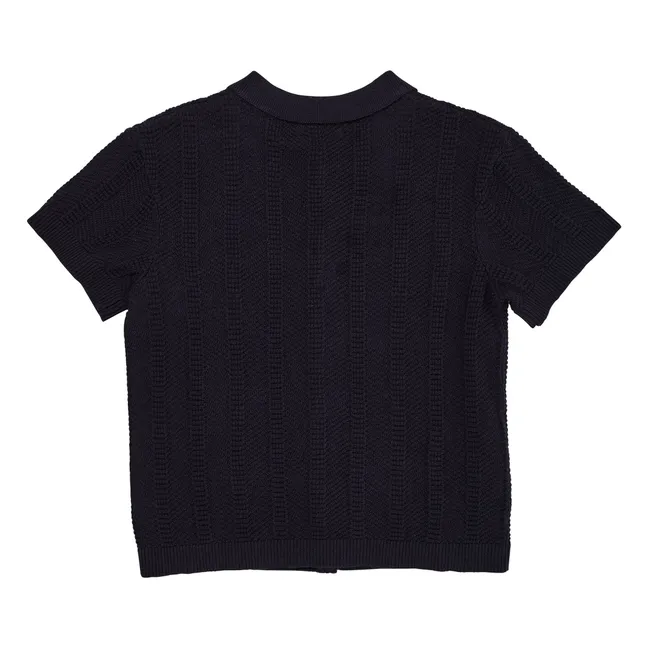 Camiseta de punto de algodón ecológico | Azul Marino
