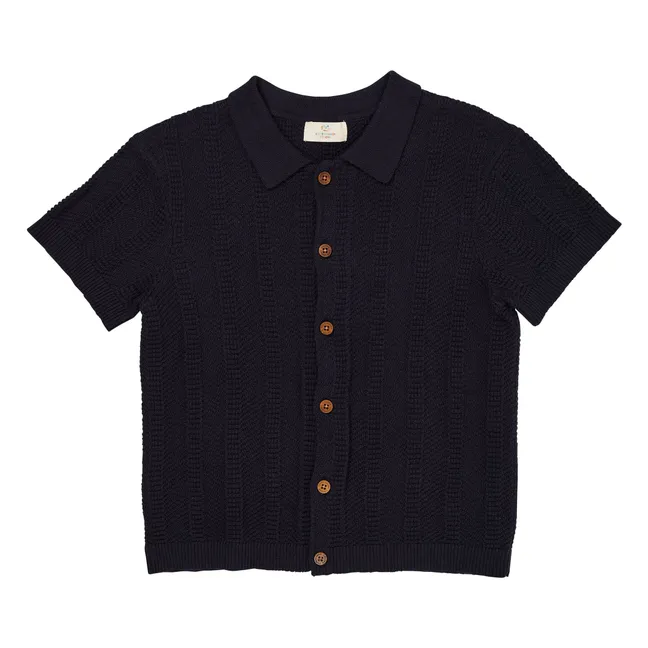 Camiseta de punto de algodón ecológico | Azul Marino