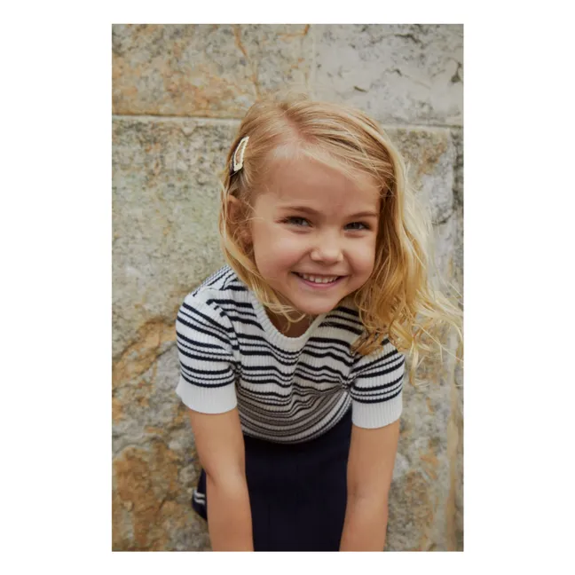 T-shirt Stripes Lightweight knit Organic cotton | Navy blue
