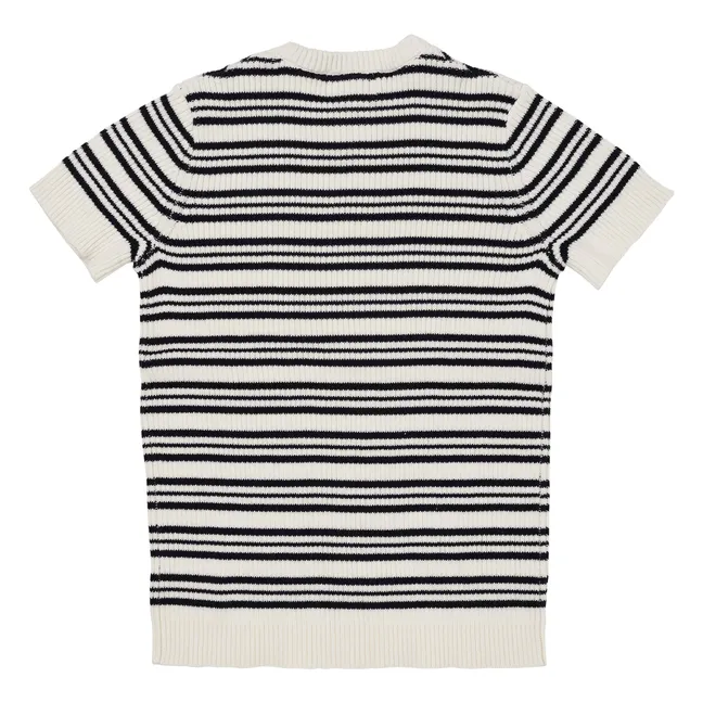 T-Shirt Streifen Leichte Maschenware Bio-Baumwolle | Navy