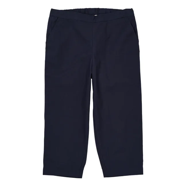 Pantalón de popelina de algodón ecológico con cintura ajustable | Azul Marino