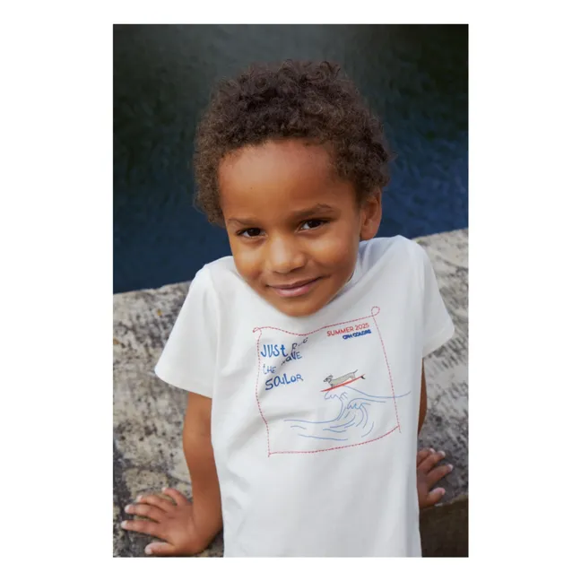 Organic cotton embroidered T-shirt | Ecru