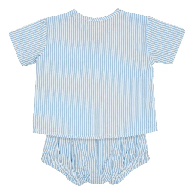 Organic cotton T-shirt and bloomer set | Light blue