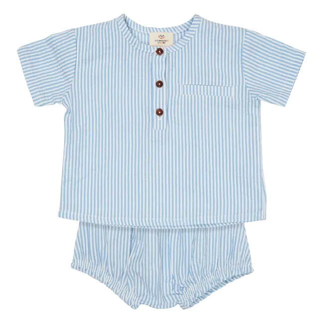 Set T-Shirt und Bloomer Bio-Baumwolle | Hellblau