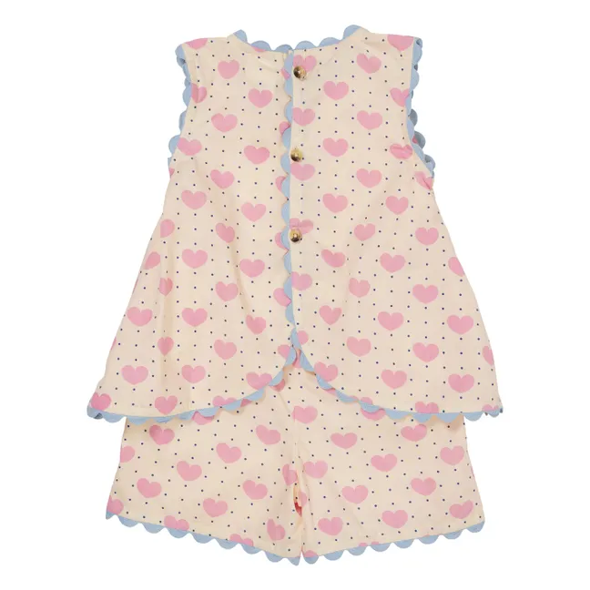 Set Top und Shorts Herzchen Bio-Baumwolle | Blassrosa