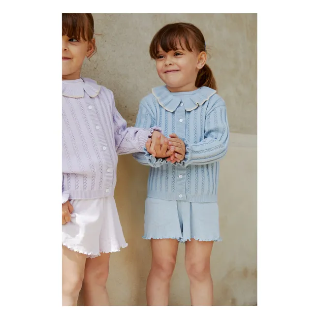 Shorts Pointelle Bio-Baumwolle | Blassblau