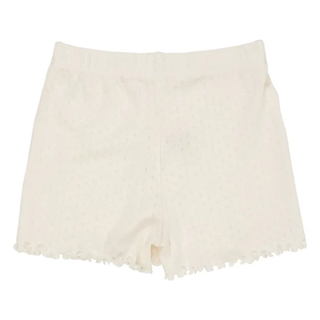 Pantaloncini in cotone biologico a pointelle | Ecru