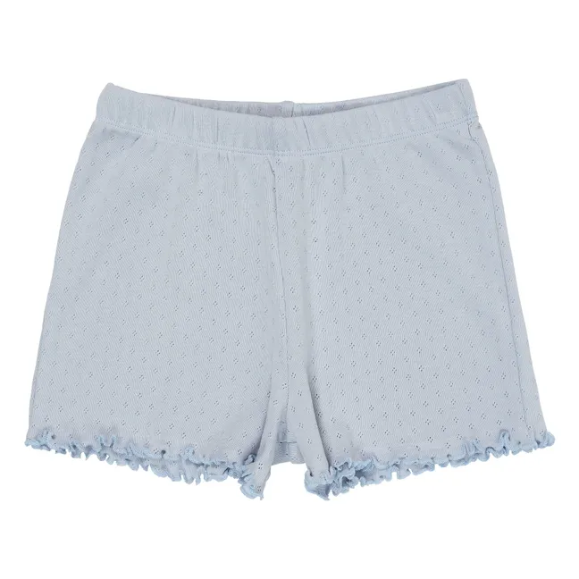 Shorts Pointelle Bio-Baumwolle | Blassblau