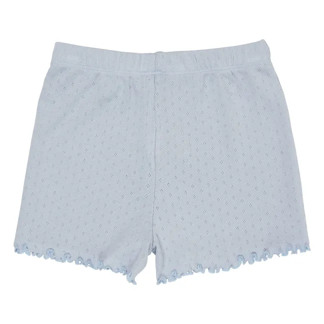 Pantalones cortos Pointelle de algodón orgánico | Azul Pálido