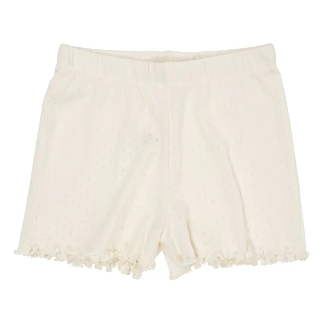 Pantaloncini in cotone biologico a pointelle | Ecru