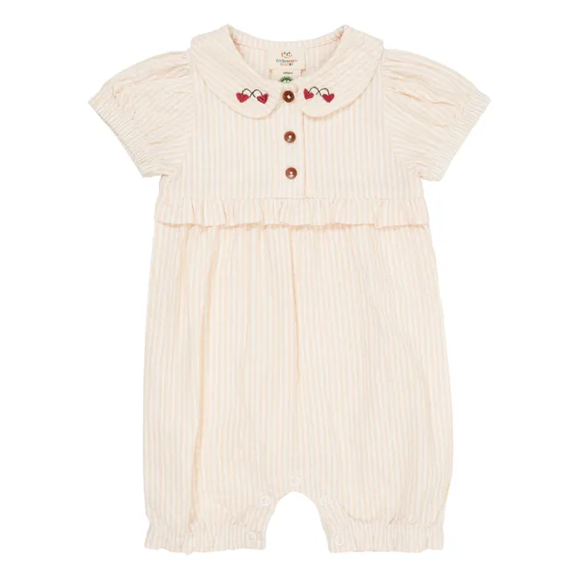 Playsuit a righe in cotone biologico | Rosa Pallido