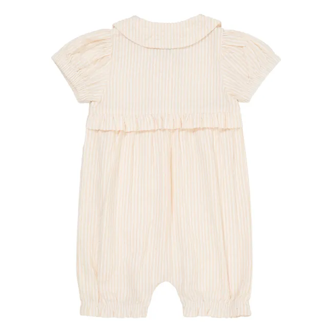 Playsuit a righe in cotone biologico | Rosa Pallido
