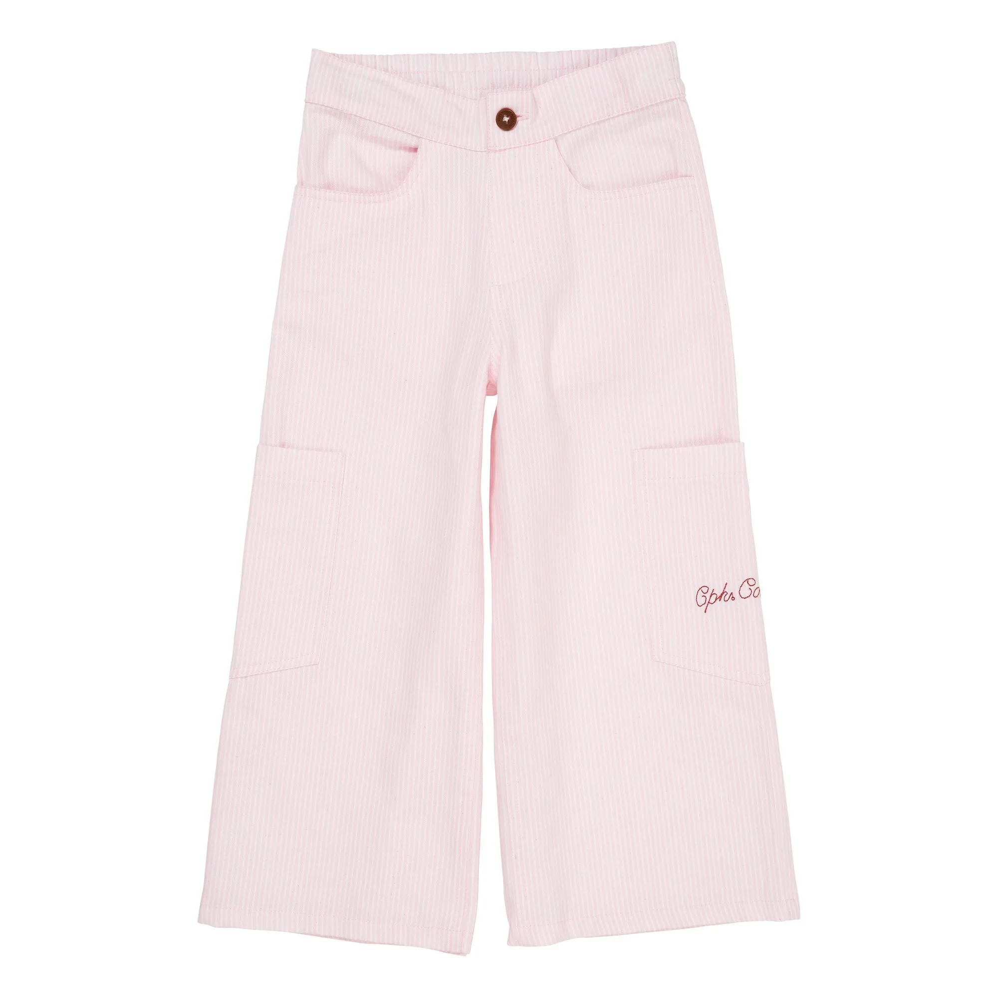 Copenhagen Colors Pale Pink Wide Stripes Organic Cotton Pants