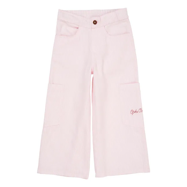 Hose Wide Stripes Bio-Baumwolle | Blassrosa