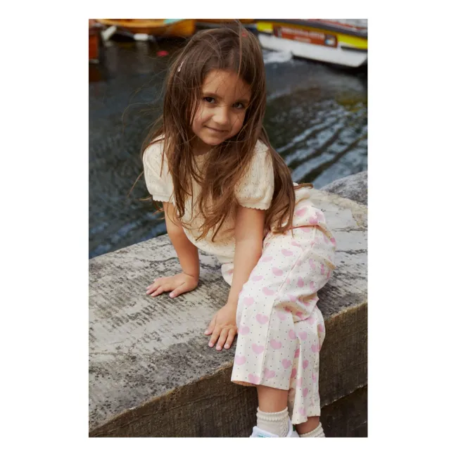 Pantalón corazón de algodón ecológico | Rosa Pálido