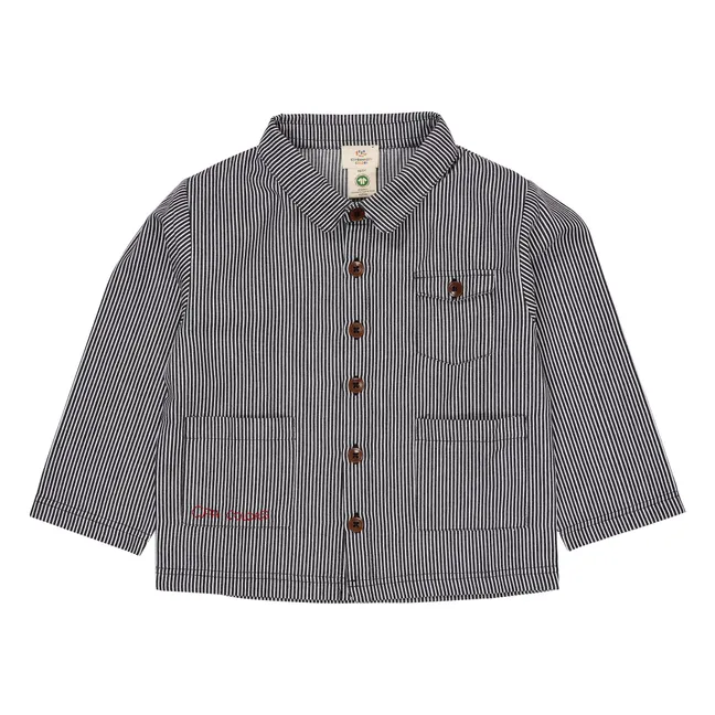 Maglietta over in cotone biologico a righe | Blu marino