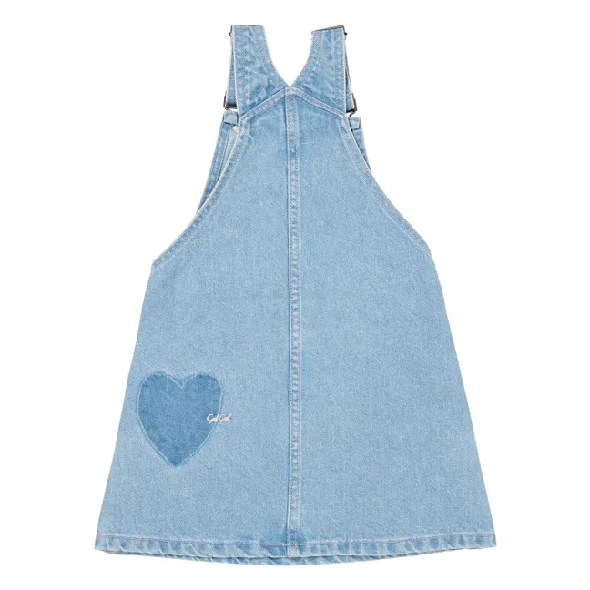 Organic Cotton Heart Dungarees | Denim blue