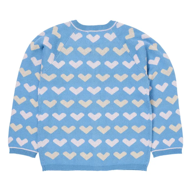 Cardigan con cuori in cotone biologico | Azzurro