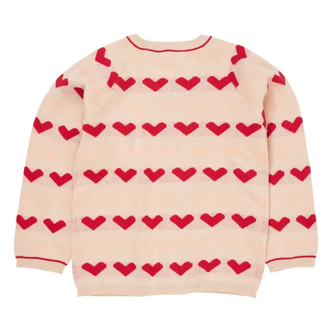 Cardigan con cuori in cotone biologico | Ecru