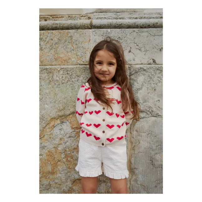 Organic cotton hearts cardigan | Ecru
