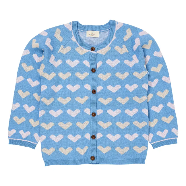 Cardigan con cuori in cotone biologico | Azzurro