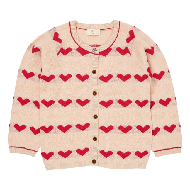 Organic cotton hearts cardigan | Ecru