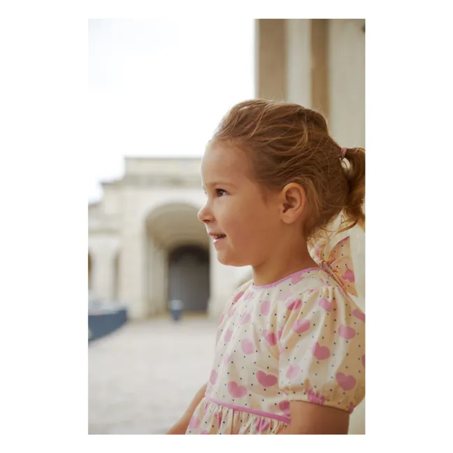 Vestido Dots Hearts de algodón orgánico | Rosa Pálido