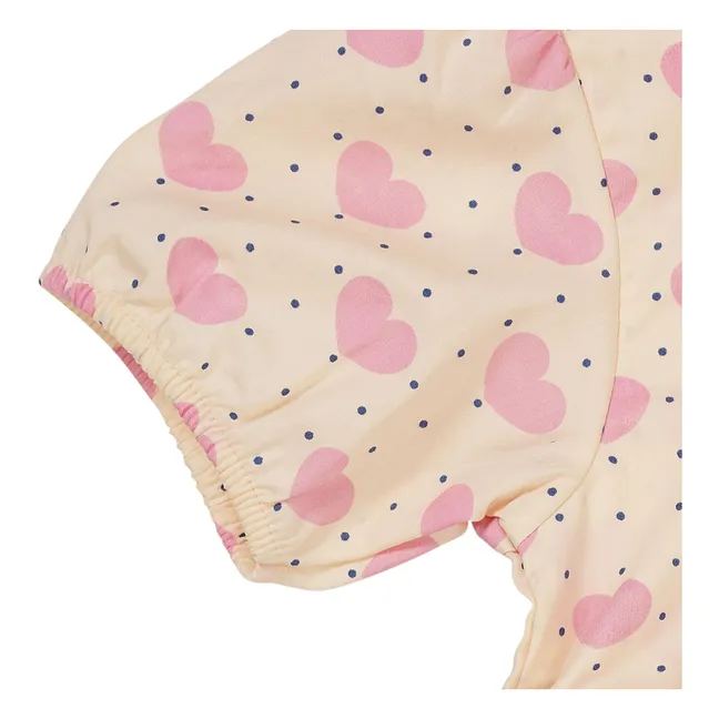 Abito in cotone organico a pois e cuori | Rosa Pallido