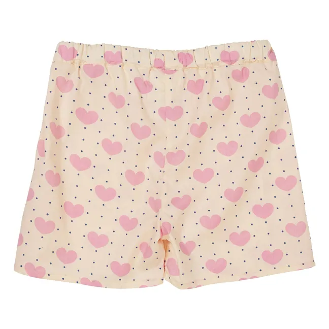 Pantaloncini a cuore in cotone biologico | Rosa Pallido