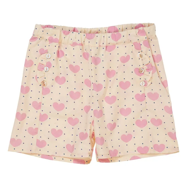 Pantaloncini a cuore in cotone biologico | Rosa Pallido