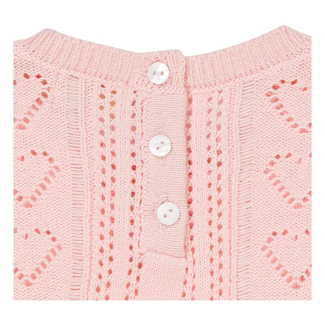 Camiseta de algodón ecológico Pearls Pointelle | Rosa Pálido