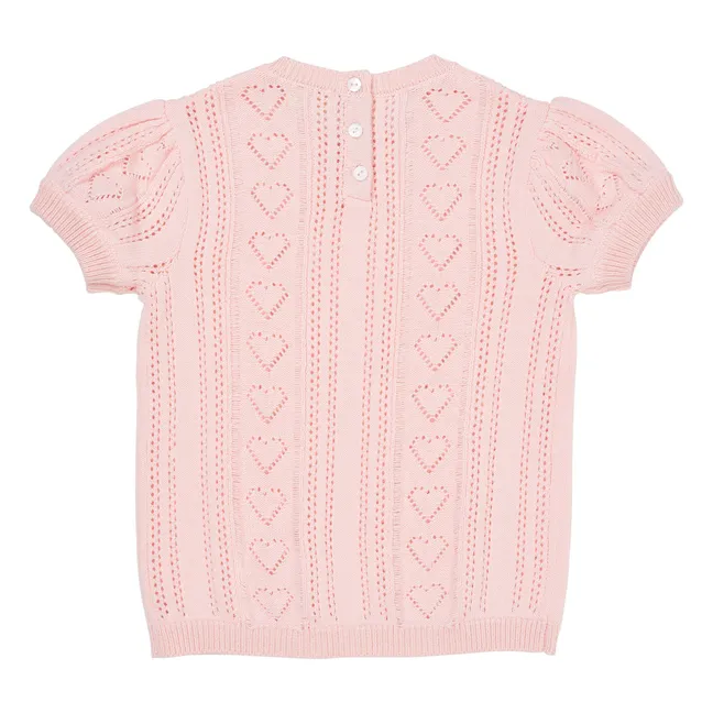 Camiseta de algodón ecológico Pearls Pointelle | Rosa Pálido