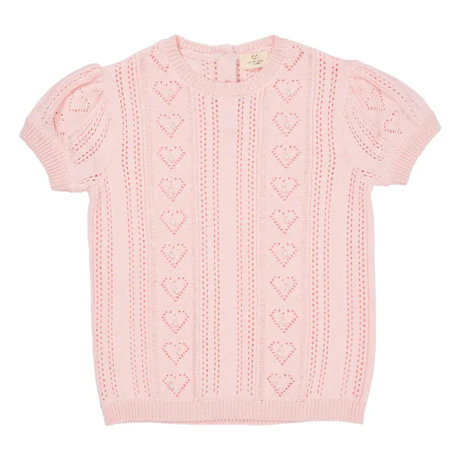 Camiseta de algodón ecológico Pearls Pointelle | Rosa Pálido