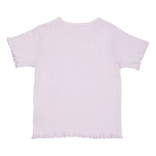 Einfarbiges T-Shirt Pointelle Bio-Baumwolle | Flieder
