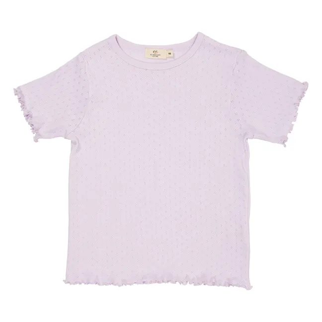 Einfarbiges T-Shirt Pointelle Bio-Baumwolle | Flieder